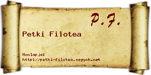 Petki Filotea névjegykártya